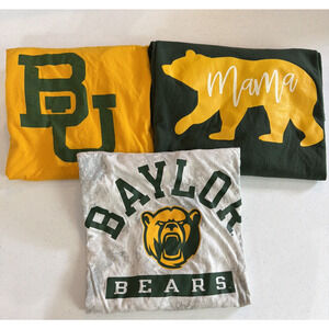 Baylor Bears College University Mom Bears Gray yellow green 3 t shirt Lot 2X 3X